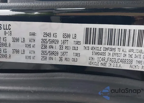 2018 Jeep Grand Cherokee Altitude 4X4 из США, поврежденный, VIN 1C4RJFAG3JC468338